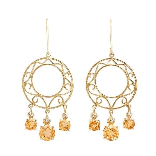 3.85 Cts Natural Diamond Citrine Sterling Silver Designer Earrings MSRP $1,695! (1 of 3)