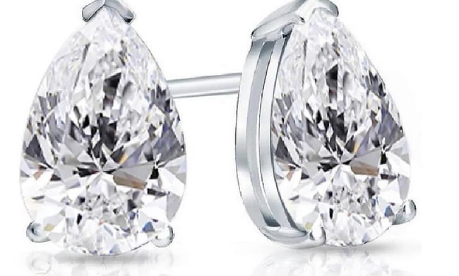 $7,895 Value! 2.00 Cts IGI Certified Lab Grown Pear Diamonds Designer 14K Gold Earrings E-F VS1 NEW: Diamond Description: Shape: Pear Size: 8.80 x 5.56 x 3.42mm Quantity: 2: Total 2.00 Cts Grade: VS1Color: E Material Information: Primary Material: 14K Solid Gold (Marked)Color: White Gold Jewelry Info