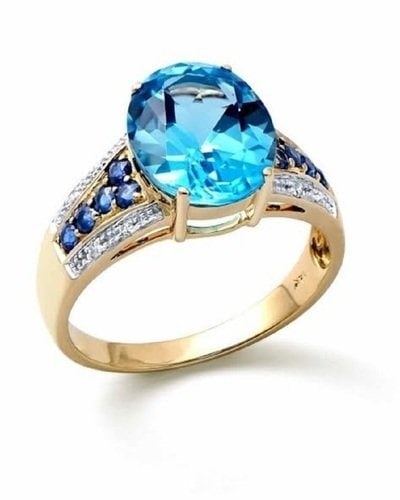 4.08 Ct Certified Topaz, Sapphire & Diamond Ring $4,257: Condition: New, Center : 3.72 Ct of Oval shape Swiss Blue Topaz. 11 x 9 mm quality AAA no treatment, Sides : 0.32 Ct of Round Shape Blue Sapphires. 1.8 mm quality AAA no treatment, 0.04 Ct round diamo