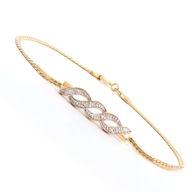 $2,335 Value! 0.14 cts Natural Diamond 18KGP Sterling Silver Designer Bracelet #2052: Diamond Description Shape: Round ,Size: 1.2mm, Quantity: 12, CT: 0.14, Grade: I2, Color: H-I Material Information:Plating Material: 18K Yellow Gold, Primary Material:Sterling Silver (Marked) Jewelry I
