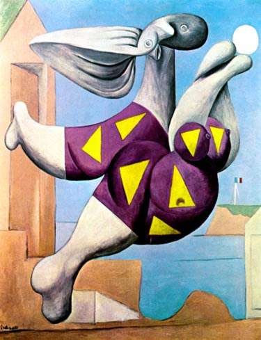 BATHER WITH BEACH BALL Picasso Estate Signed Giclée: This is a PABLO PICASSO (ESTATE COLLECTION DOMAINE) giclée lithograph print titled "Bather with Beach Ball." This artwork is magnificent with brilliant rich colors and visual sweep. This is an authen