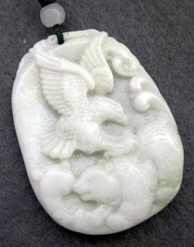 Chinese Jade Hawk Eagle Bear Pendant - 2