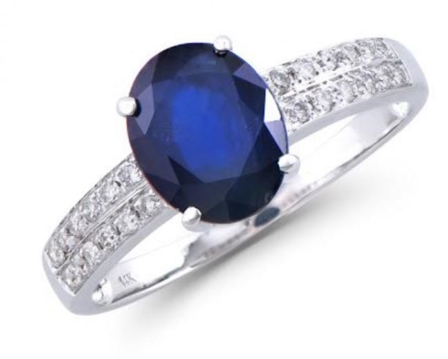 2.75 Cts Certified Blue Sapphire & Diamond Ring $12,150 (1 of 1)