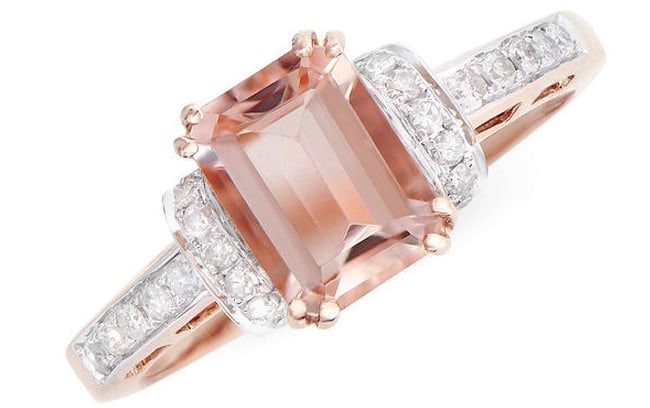 1.67 cts Certified Natural Diamond Morganite 14K Designer Gold Ring $7,695!: Gemstone DescriptionGemstone: MorganiteColor: Peach-PinkShape: OctagonSize: 8x6Quantity: 1CT: 1.45 Diamond DescriptionShape: RoundsSize: 1.2-1.3mm Quantity: 24CT: 0.22Grade: I1-I2Color: H-I Material I