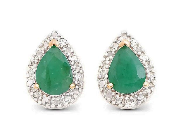 2.17 Ct Natural Diamond Emerald Sterling Silver Designer Earrings MSRP $1,695! (1 of 3)