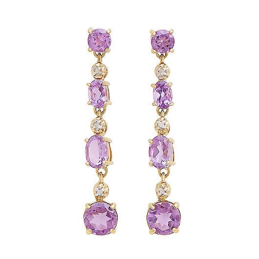 5.46 Cts Natural Diamond Amethyst Sterling Silver Designer Earrings MSRP $1385! (1 of 3)