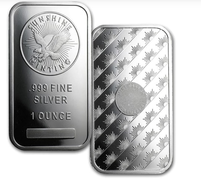 Great Investment! Sunshine Minting 1 Ounce Bar, .999 Pure Silver (1 of 2)