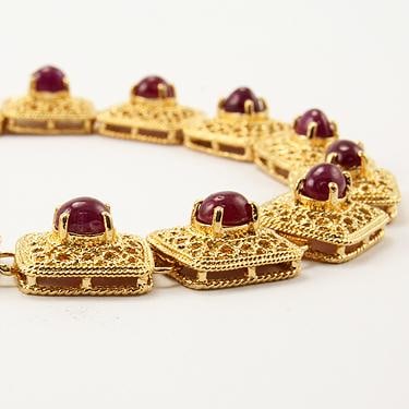 7 CT Cabochon Ruby Gold Bracelet - 2