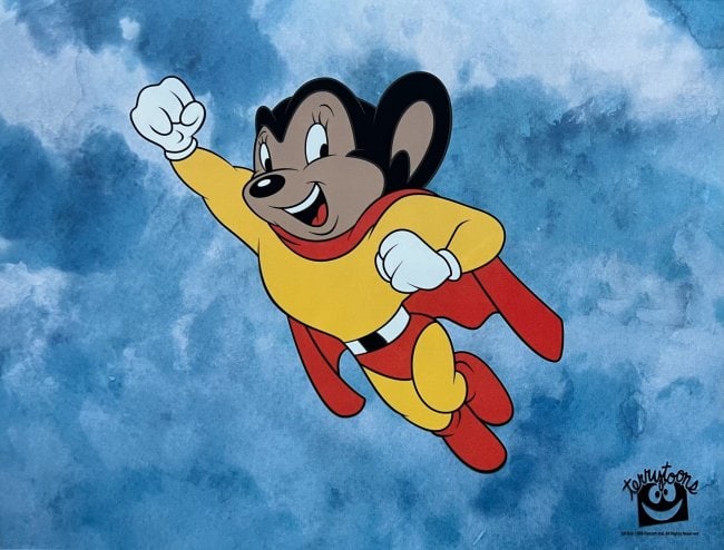 MIGHTY MOUSE TV Cartoon Sericel Animation Art Cel MSRP $1,195!: This is a limited edition sericel of Mighty Mouse titled I Come to Save the Day!?This sericel features Mighty Mouse as he appeared in the classic animated cartoon series.This Cel measures 11" x 14", c