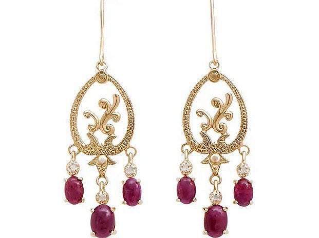 4.59 Ct Natural Diamond Ruby Sterling Silver Designer Earrings MSRP $1695! (1 of 3)