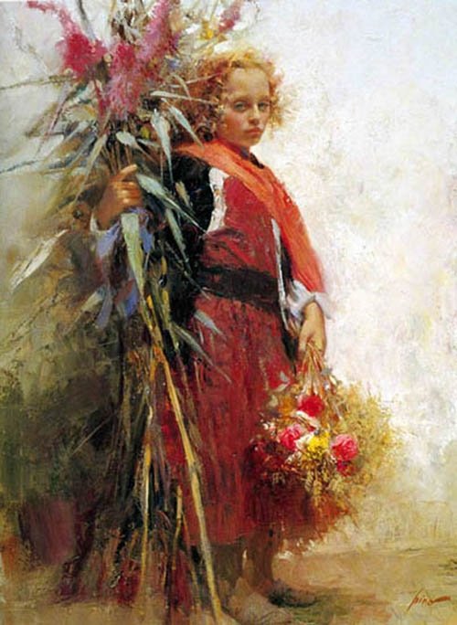 Pino "Flower Child" Ltd Ed. Stretched Giclee on Canvas: This is a gorgeous limited edition original hand signed giclee on canvas by Pino Daeni. Hand Signed and numbered by the artist from an edition size of 500. Comes with a certificate of authenticity. Co