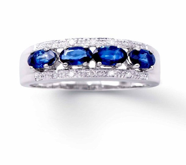 1.12 CT Blue Sapphire & Diamond 14Kw Ring $3,817.00: 1.05 CT oval blue sapphire 3x5mm quality: AAA, 0.07 CT round diamonds 1.0mm I-J, quality: I1-I2. Size 6.5, 4.36 grams 14K solid white gold. Comes with certificate for: $3,817.97 !!!