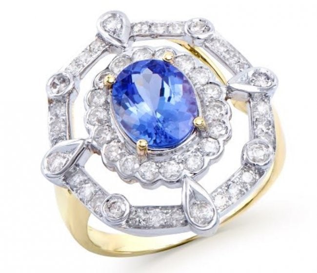 $9,755! 2.77 Ctw GLS Certified Natural Tanzanite Diamond 14K Designer Ring: Gemstone Description:TanzaniteColor: Purple BlueShape: OvalSize: 9x7Quantity: 1CT: 1.75 Diamond Description:Shape: RoundSize: 1.5-2mm Quantity: 50CT: 1.02Grade: I2-I3Color: H-I Material Information:Pr