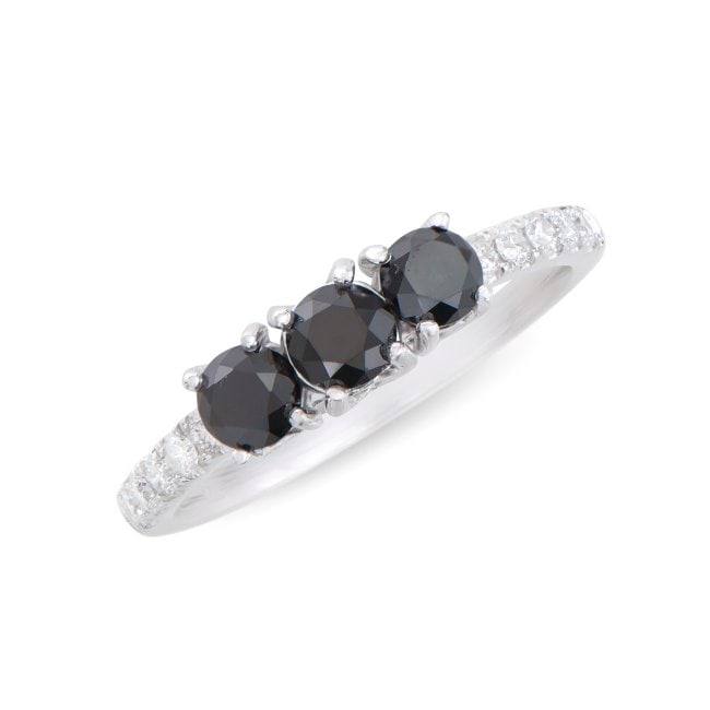 $7,895! 1.28 Ct GLS Certified Natural Black White Diamond 14K Ring: Diamond Description:Shape: Round Size: 1.8mm Quantity: 10CT: 0.26Grade: I1-I2Color: H-I Diamond Description:Shape: Round Size: 4.4mm Quantity: 3CT: 1.02Grade: I1-I2Color: Black Material Information:Pr