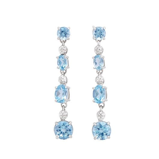 7.16 ct Natural Diamond Blue Topaz 925 Sterling Silver Designer Earrings $1,385! (1 of 3)