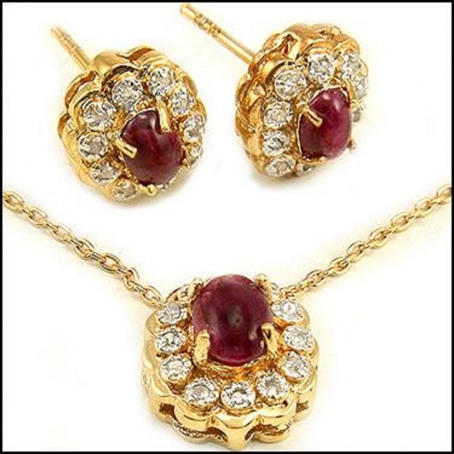 3.84 CT Ruby & Diamond Designer Set $985 - 2