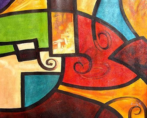 Huge Oil Painting on Canvas - Abstract Fish