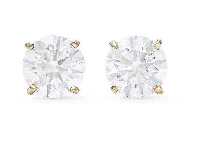 $10,895 ! 1.16 cts Certified Lab Grown Diamond Earrings F VVS IDEAL Cut: Diamond Description: Shape: Round Size: 5.00mm Quantity: 2: 1.16 CTGrade: VVS 2Color: E-F Grade: VVS 2 Material Information: Primary Material: 14K Solid Gold (Marked)Color: Yellow Gold Jewelry