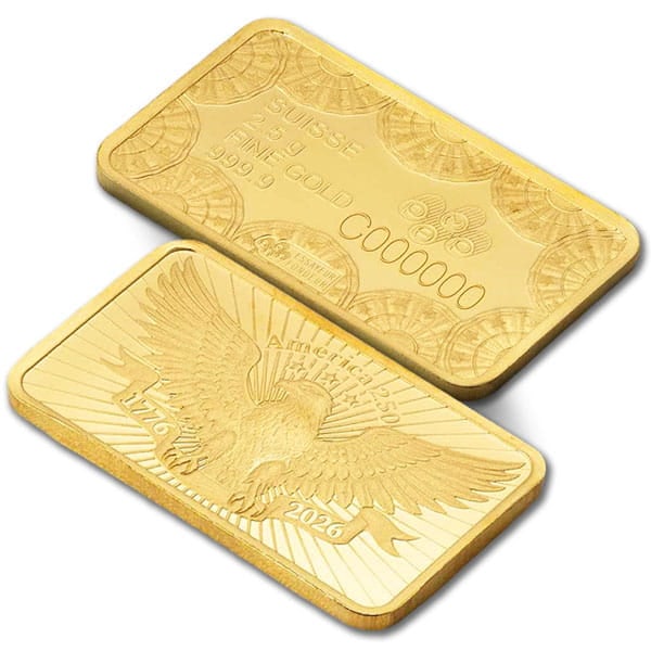 Great Investment! PAMP Suisse USA 250th Anniversary Gold Bar, 2.5 Grams, .9999 Pure IRA Approved - 2