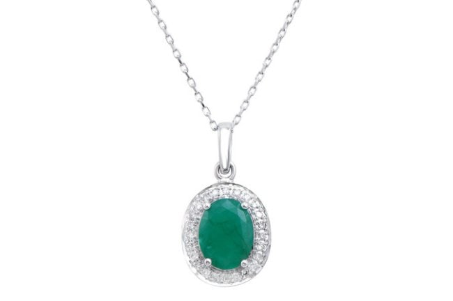 $5,295 GLS Appraisal Value! ! 2.32 Cts Certified Natural Emerald Diamond 14K Gold Designer Necklace: Gemstone: EmeraldColor: GreenShape: OvalSize: 9x7Quantity: 1CTW: 1.55 Diamond DescriptionShape: RoundsSize: 1 mm Quantity: 24CTW: 0.12Grade: I1-I2Color: H-I Material Information:Primary Material: 14k 