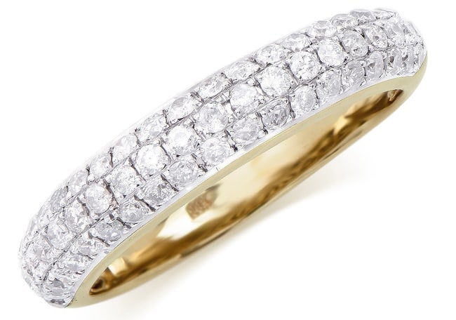 $8,795 GLS Appraisal Value! 0.85 ct Certified Natural Diamonds 14K Designer Yellow Gold Ring: Diamond DescriptionShape: RoundsSize: 1.5mm Quantity: 61CTW: 0.85Grade: I2-I3Color: H-I Material Information:Primary Material: 14k Solid GoldColor: Yellow Gold Jewelry Information:Mount Type: RingGend