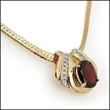6.14 Cts Garnet & Diamond 18KGP Designer Necklace