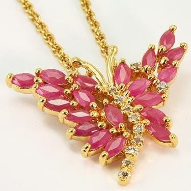 4.14 Cts Ruby & Diamond Butterfly Necklace $1,250
