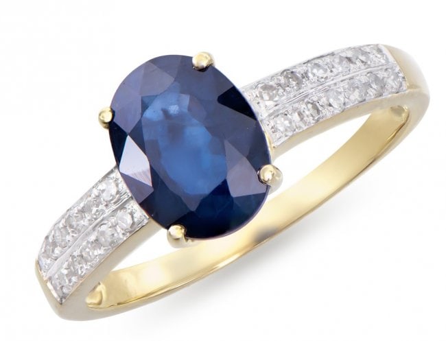 $5,495 Value! 2.25 Ct GLS Certified Natural Diamond Sapphire 14K Ring: Gemstone Description:Blue SapphireColor: BlueShape: OvalSize: 9x7Quantity: 1CT: 2.05 Diamond Description:Shape: RoundSize: 1.2mm Quantity: 24CT: 0.2Grade: I1-I2Color: H-I Material Information:Primary 