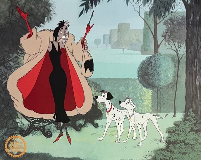 Disney Fine Art Cruella De Vil 101 DALMATIANS Limited Edition Sericel MSRP $850! (1 of 1)