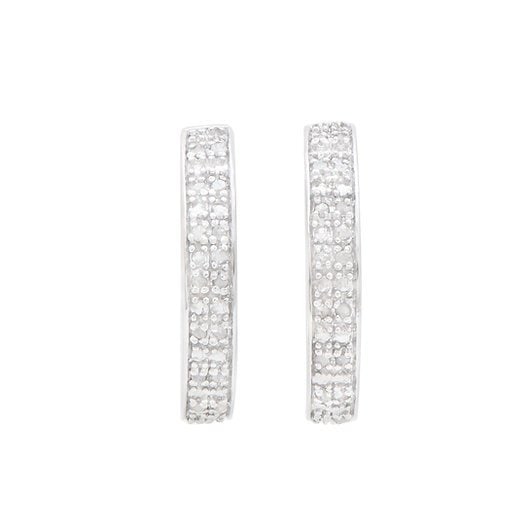0.25 Cts Natural Diamonds Sterling Silver Designer Earrings MSRP $1,475!: Diamond Description Shape: Rounds Size: 1.1mm Quantity: 32CTW: 0.25Grade: I3Color: H-I Material Information:Plating Material: Rhodium Primary Material: Sterling Silver Jewelry Information:Mount Type: 