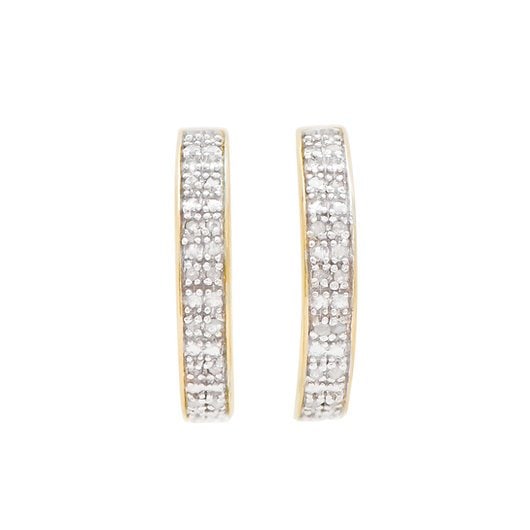 0.25 Cts Natural Diamonds Sterling Silver Designer Earrings MSRP $1,485!: Diamond Description Shape: Rounds Size: 1.1mm Quantity: 32CTW: 0.25Grade: I3 Color: H-I Material Information:Plating Material: 18K Yellow Gold Primary Material: Sterling Silver Jewelry Information:Mou