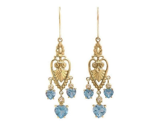 4.12 Cts Natural Diamonds & Blue Topaz Sterling Silver Designer Earrings MSRP $1575!: Diamond DescriptionShape: RoundSize: 1.1mm Quantity: 6CTW: 0.05Grade: I3Color: H-I Gemstone DescriptionGemstone: Blue Topaz Color: Sky Blue Shape: HeartSize: 7mmQuantity: 2CTW: 3.05 Gemstone Descripti