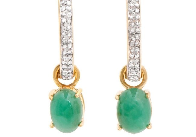 2.53 Ct Natural Diamond Emerald Sterling Silver Designer Earrings MSRP $1,375!: Gemstone DescriptionGemstone: EmeraldColor: GreenShape: OvalSize: 8x6Quantity: 2CTW: 2.35 Diamond DescriptionShape: RoundsSize: 1.1mm Quantity: 24CTW: 0.18Grade: I3Color: H-I Material Information:Plat