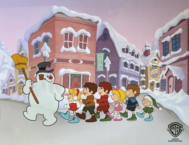 FROSTY THE SNOWMAN MARCHING Limited Edition Sericel MSRP $1,289!: This is a Limited Edition Sericel from Warner Bros of ?Frosty the Snowman?.This fantastic animation features Frosty as he appeared in the televised classic animation.This Cel measures 11" x 14", comes