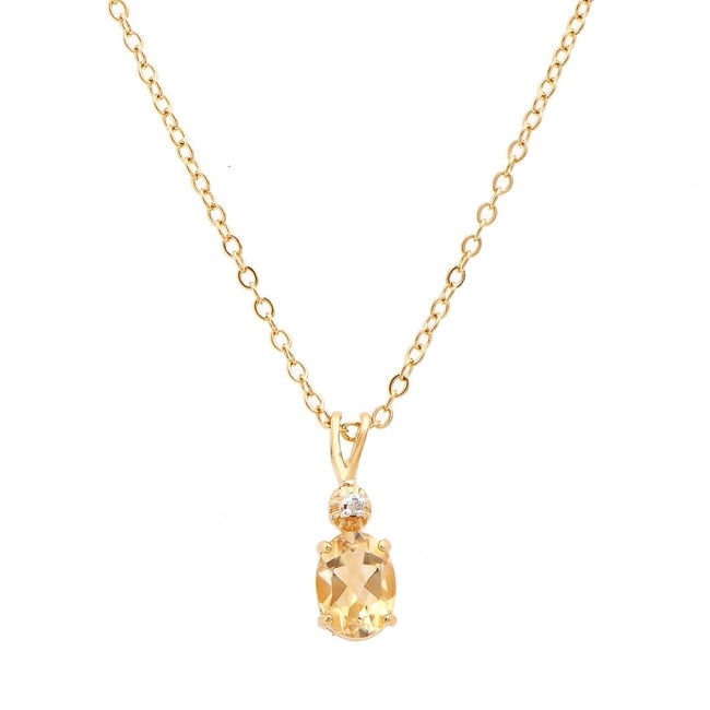 1.03 Cts Natural Citrine Diamonds 18KGP Designer Necklace $1,395!