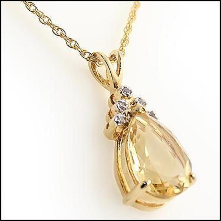 3.79 CT Pear Shape Citrine & Diamond 18KGP Designer Necklace
