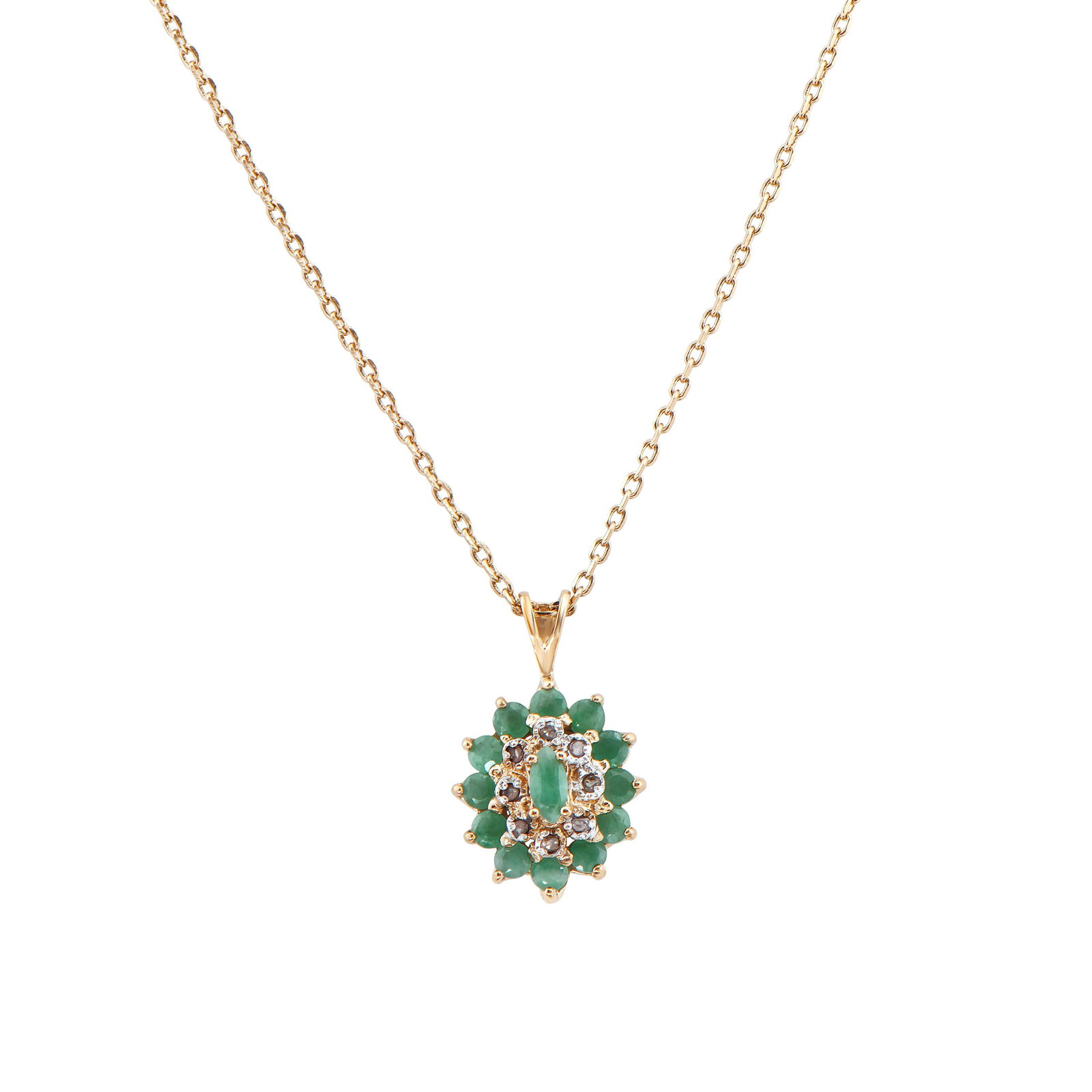 1.37 Cts Emerald & Diamond 18KGP Designer Necklace