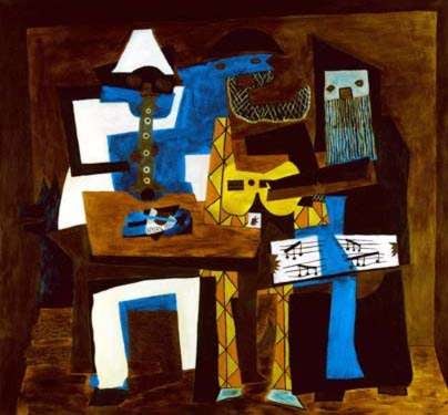 THREE MUSICIANS Picasso Estate Signed Gicl: This is a PABLO PICASSO (ESTATE COLLECTION DOMAINE) gicl?e lithograph print titled "THREE MUSICIANS." This artwork is magnificent with brilliant rich colors and visual sweep. This is an authentic