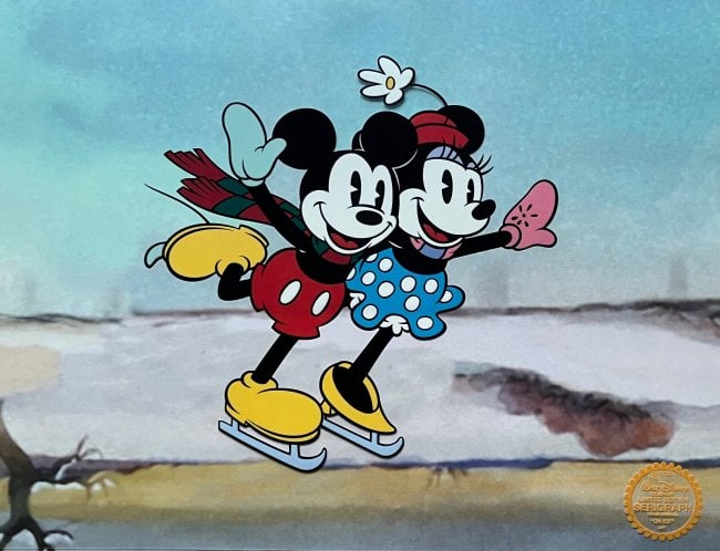 DISNEY MICKEY & MINNIE MOUSE ON ICE Sericel Animation Art Cel MSRP $1,265!