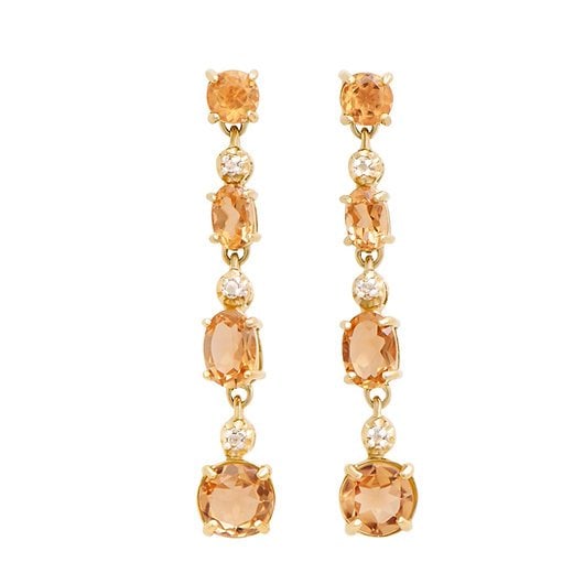 5.46 Cts Natural Diamonds Citrine Sterling Silver Designer Earrings MSRP $1385!