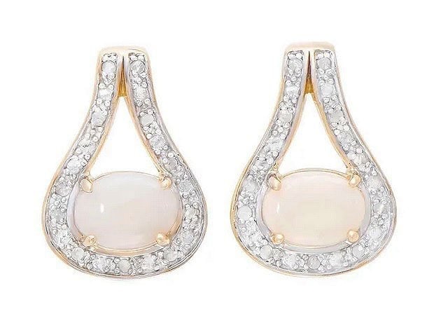 1.63 Ct Natural Diamond Opal Sterling Silver Designer Earrings MSRP $1,485!: Gemstone DescriptionGemstone: OpalColor: WhiteShape: OvalSize: 8X6Quantity: 2CTW: 1.45 Diamond DescriptionShape: RoundsSize: 1.1mm Quantity: 22CT: 0.18Grade: I2Color: H-I Material Information:Plating 