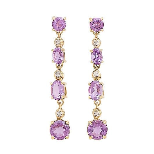 5.46 Cts Natural Diamond Amethyst Sterling Silver Designer Earrings MSRP $1385!