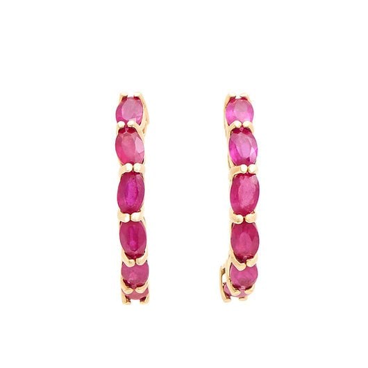 3.55 ct Natural Ruby 18K Gold Plated Sterling Silver Designer Earrings $1,485!: Gemstone Description Gemstone: Ruby Color: Red Shape: Oval Size: 5x3Quantity: 12CT: 3.55 Material Information:Plating Material: 18K Yellow Gold Primary Material: 925 Sterling Silver (Marked) Jewelry I
