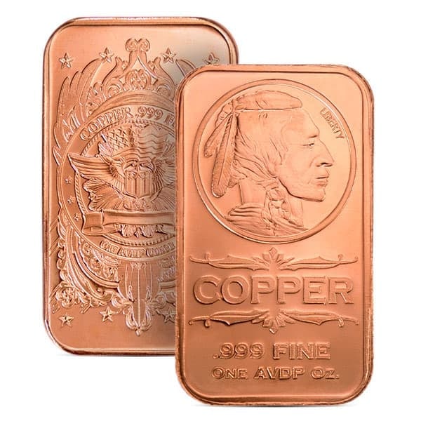 Hot deal! 20 Copper Bars Indian Head, 1 AVDP Oz, .999 Pure Copper (1 of 3)