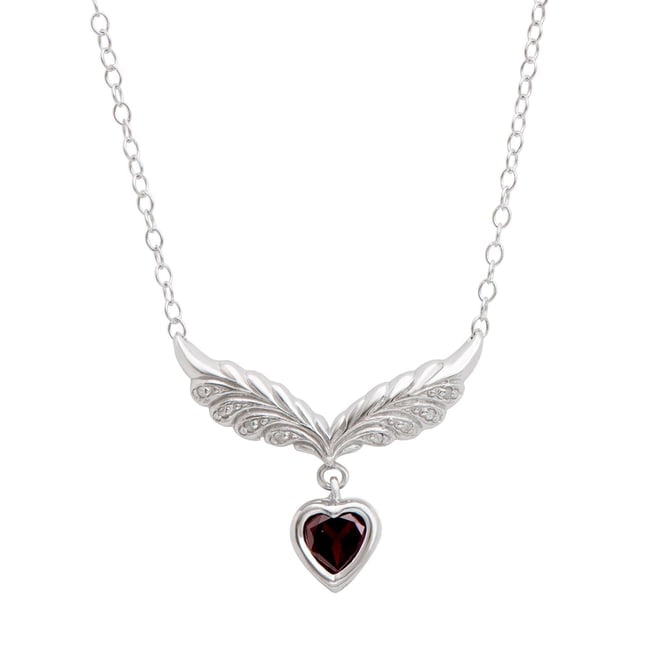 $1,875 Value! 1.07 Cts Natural Diamond Garnet Rhodium Sterling Silver Designer Necklace #2065