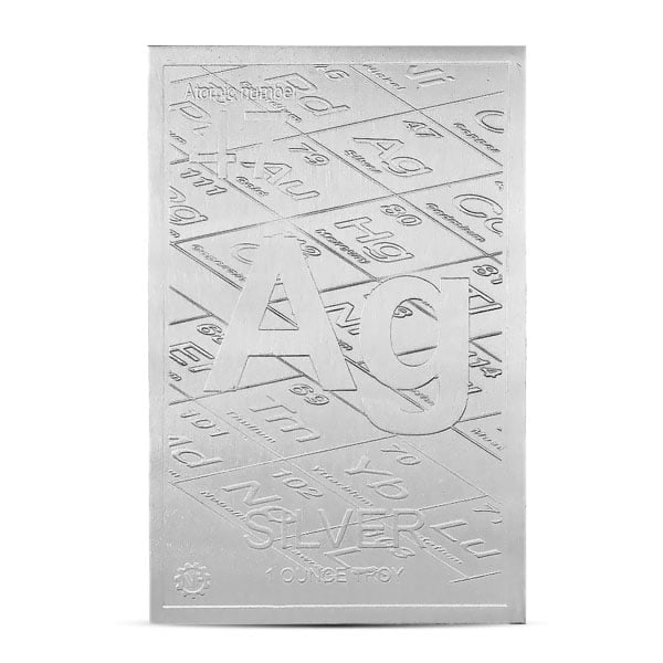 Great Investment! Element Ag Silver Card 1 Troy Ounce .999 Pure Silver IRA Approved: The Element Ag Silver Card is an impressive and scientifically themed bullion piece designed to resemble a periodic table card for the silver element. This 1 troy ounce silver card is a striking addit