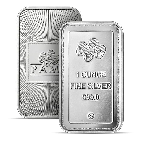 Great Investment! PAMP Silver Bar 1 Troy Ounce .999 Pure Silver IRA Approved: The PAMP 1 Troy Ounce Silver Bar is a sleek and highly recognizable bullion product, minted from .999 fine silver by the prestigious PAMP Mint. Each bar contains 1 troy ounce of pure silver and featur