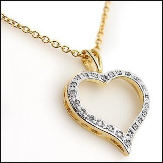 0.18 CT Diamond Heart Designer Necklace $775!: 24 piece of GENUINE 1.1 mm single cut diamonds Color: I-J & Clarity: I3 No treatment. P3.15 grams of base metal layered with 18K yellow gold.The necklace length is around 18 inches.This lovely