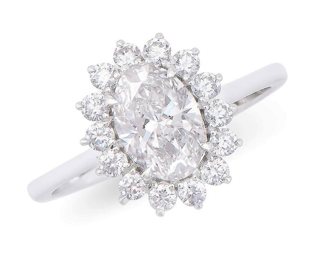$15,895 Value ! 1.61 Ct IGI Certified Lab Grown Diamond Designer Ring F VVS IDEAL Cut: Main Diamond Description: Shape: OvalSize: 8.57x5.95mm Weight: 1.15 CTGrade: VVS 2Color: F Side Diamond Description: Shape: RoundsSize: 2.0mm Weight: 0.46 CTGrade: VVS 2Color: E-F Material Information