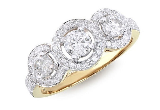 $11,795 Value! 1.26 ct GLS Certified Natural Diamond 14K Designer Gold Ring: Diamond Description:Shape: RoundSize: 4mm Quantity: 3CT: 0.75Grade: I1-I2Color: H-I Diamond Description:Shape: RoundSize: 1.2mm Quantity: 63CT: 0.51Grade: I1-I2Color: H-I Material Information:Primary 